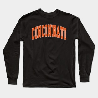 Cincinnati - college university font letters text word football basketball baseball softball volleyball hockey love fan player christmas birthday gift for men women kids mothers fathers day dad mom vintage retro Long Sleeve T-Shirt